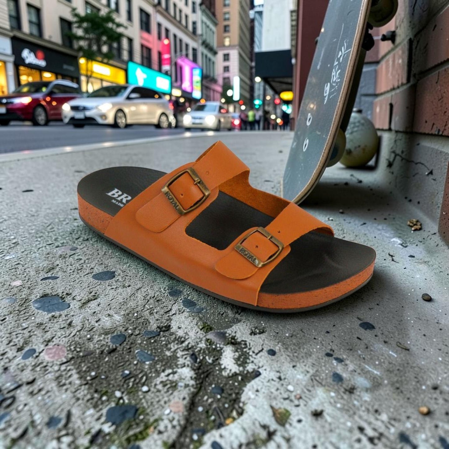Double Buckle Slide Sandal