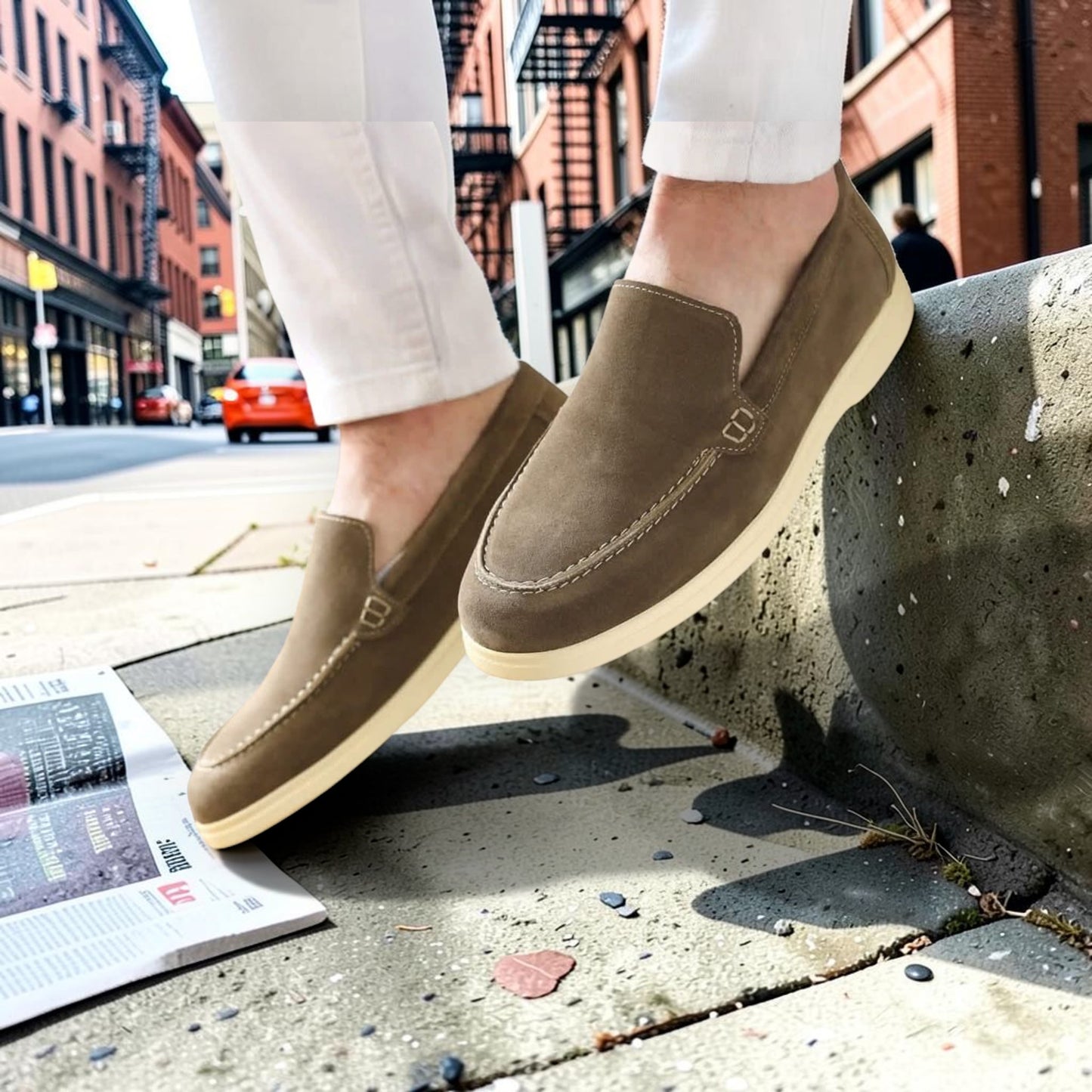 Dark Brown Suede Slip-On Loafers