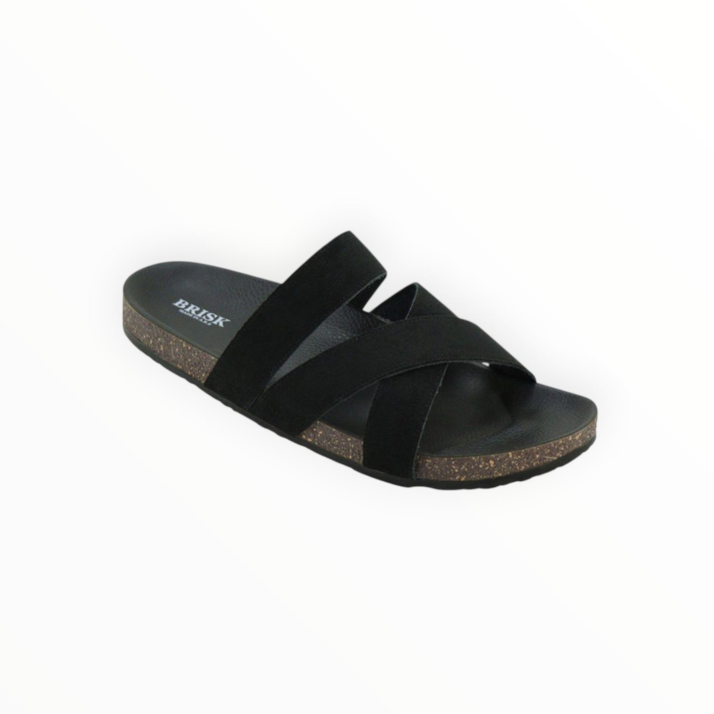 Black Cross-Strap Slide Sandals