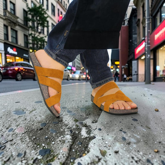 Cross Strap Slip-On Comfort Sandal