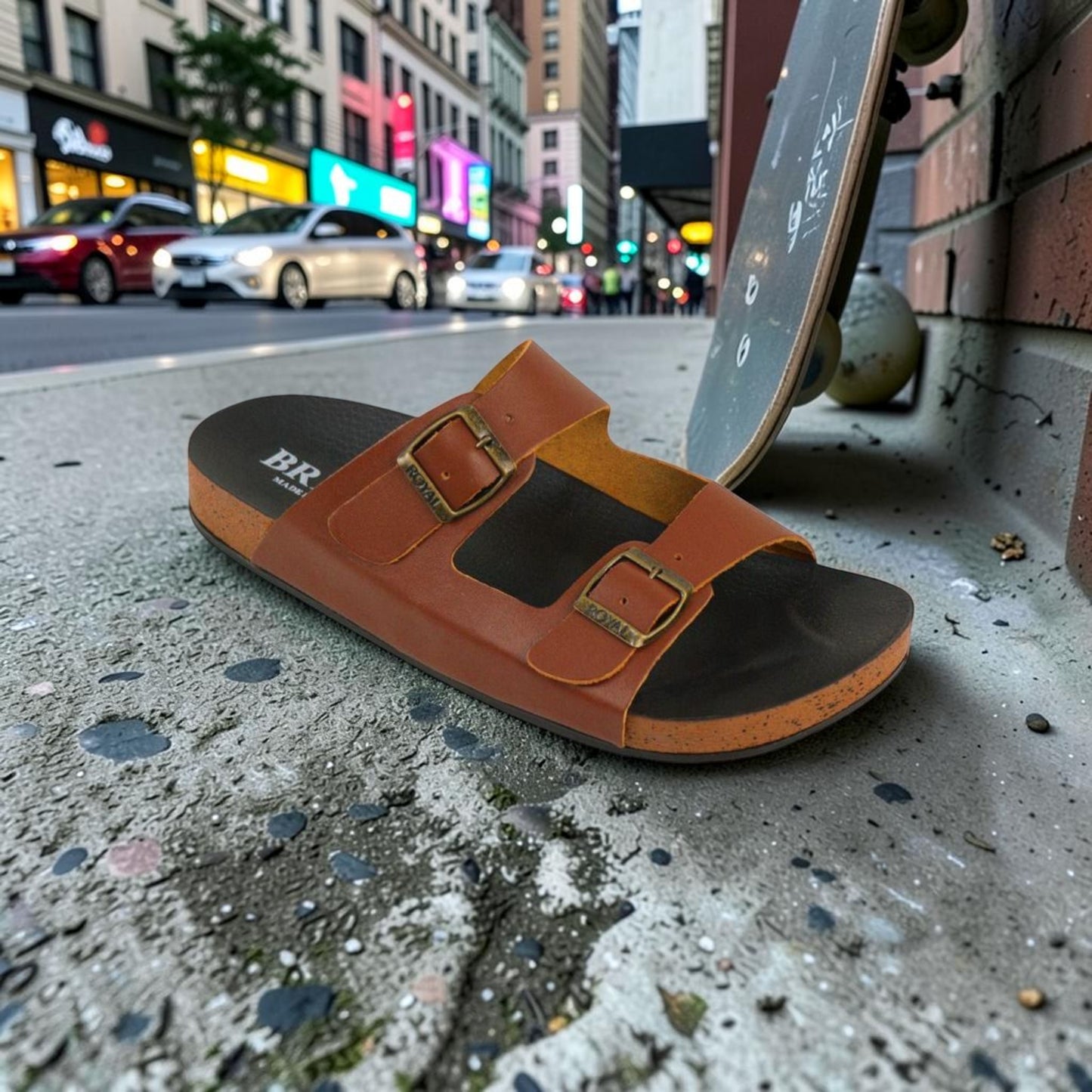 Dual Buckle Slide Sandal