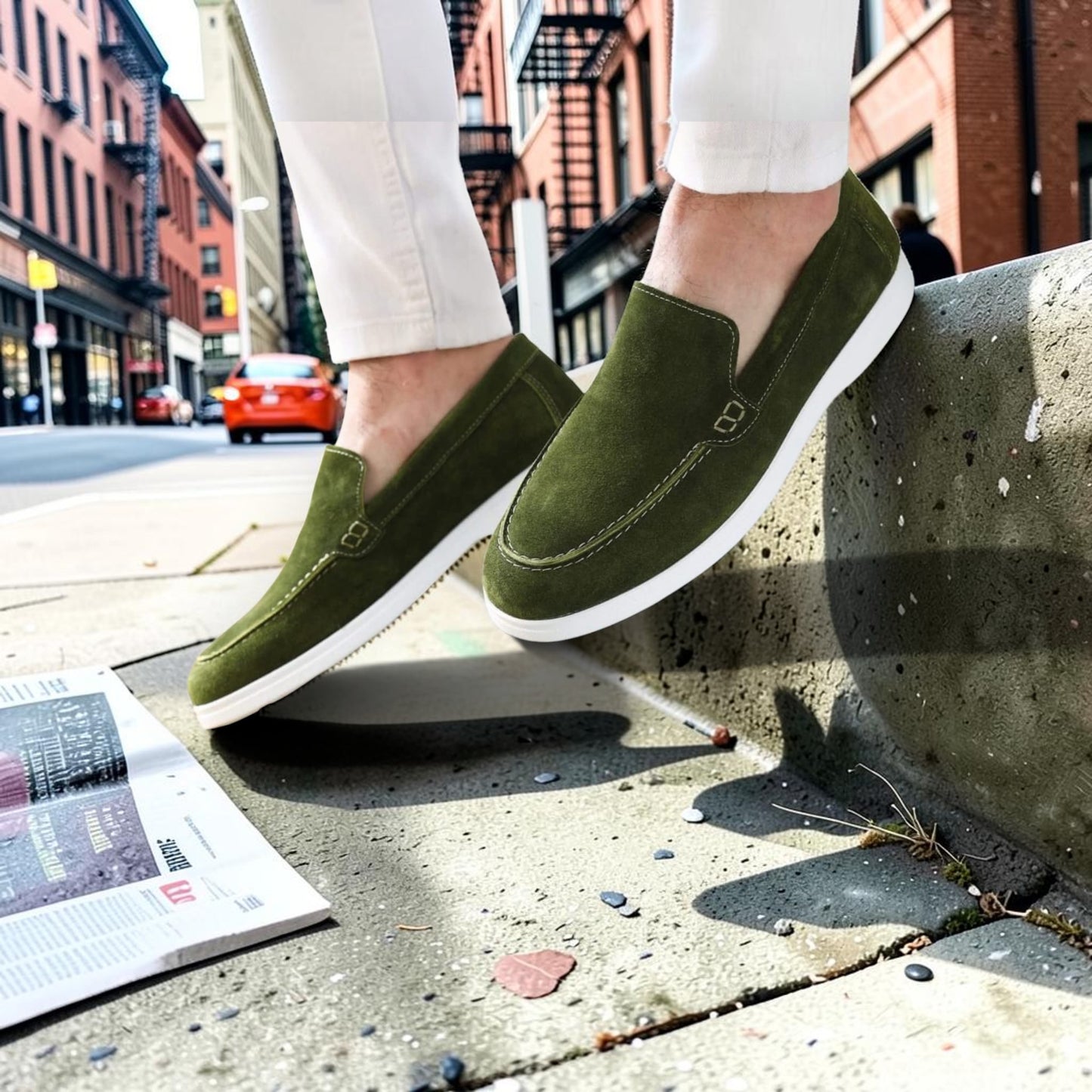 Olive Crest Slip-Ons