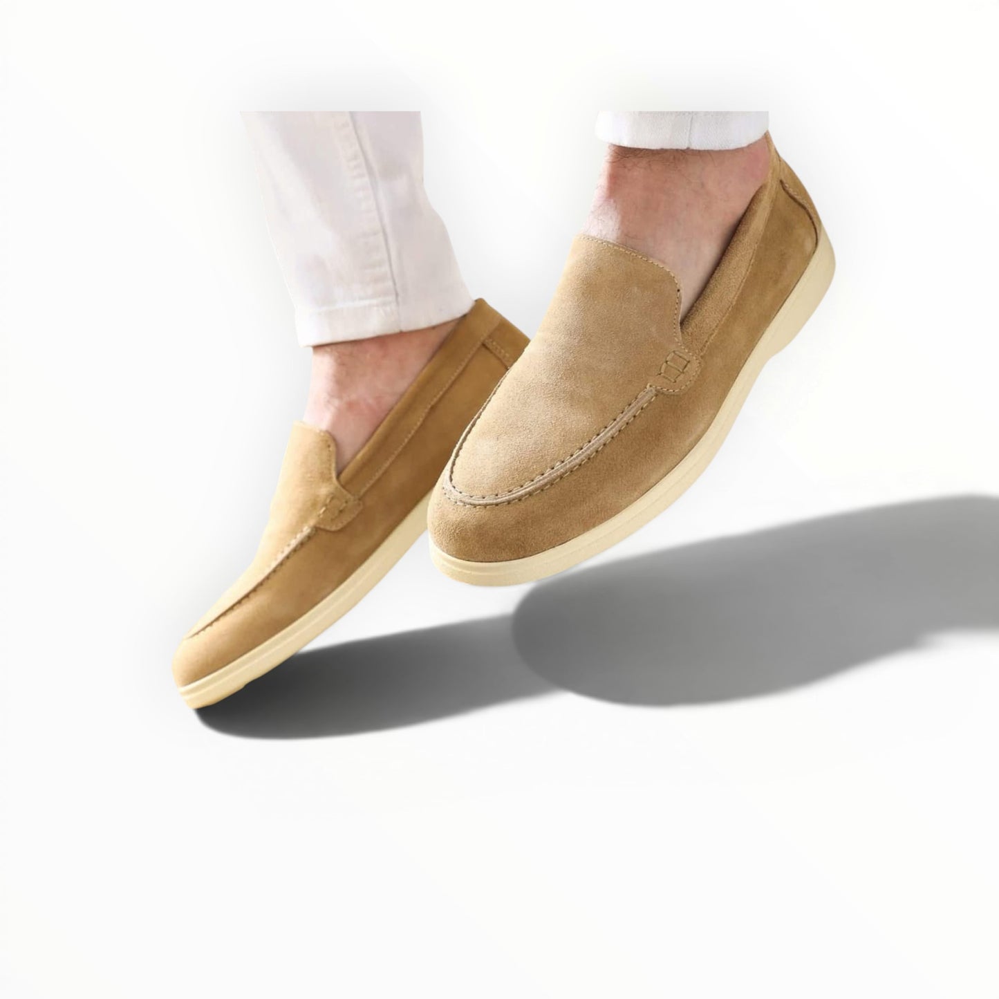 Sandstone Suede Slip-On Loafers