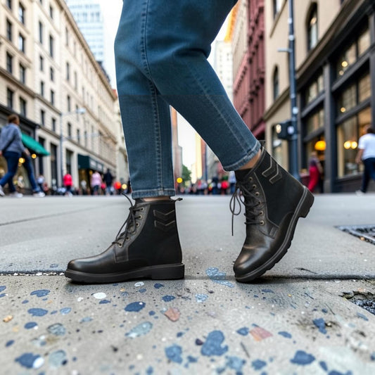 UrbanStride Black Lace-Up Ankle Boots